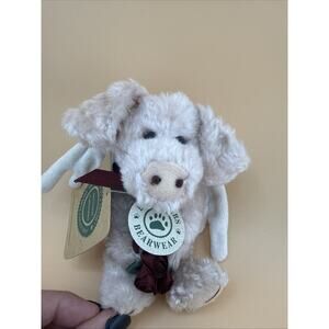 Boyds Bears PIG Angel Plush Ornament Wings Pigs Fly Roses with Tag Christmas